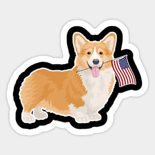 American Flag Corgi Dog Love Sticker